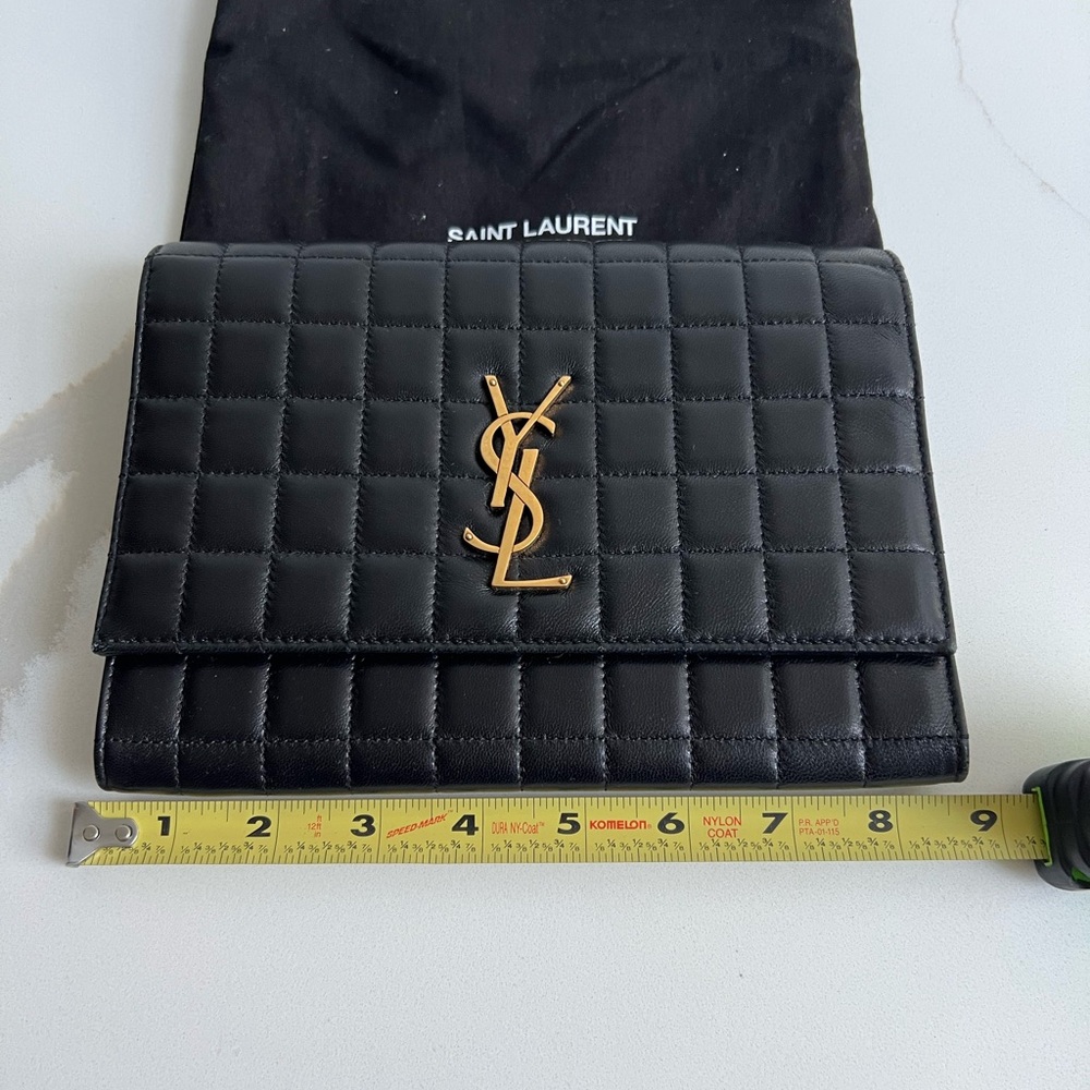 Saint Laurent Black Quilted Pouch with Gold Logo - Picture 14 of 16